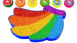 ASMR Video l Mixing All My Glitter Slime Into Rainbow Banana Bathtub  By YoYo Sand E [upl. by Weathers]