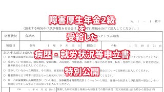 障害年金（障害厚生年金2級）を受給した病歴・就労状況等申立書の内容を特別公開 [upl. by Eelrebmyk]