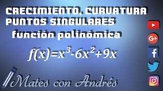 Crecimiento curvatura y puntos singulares de una función polinómica 01 BACHILLERATO MATEMÁTICAS [upl. by Alli]