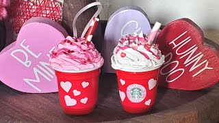 MINI STARBUCKS CUPS  Easy DIY Valentine Tiered Tray Decor Idea  Valentine Gift For Coffee Lover [upl. by Kcajyllib]