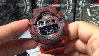 CASIO GSHOCK REVIEW AND UNBOXING GD120CM4 REDBLACK CAMOUFLAGE SERIES [upl. by Alane]