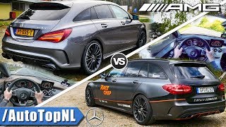 Mercedes CLA 45 AMG vs C43 AMG  0250kmh ACCELERATION TOP SPEED POV amp Exhaust SOUND by AutoTopNL [upl. by Adnoloy]