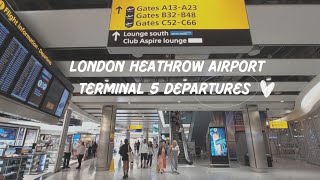 London Heathrow Terminal 5 Departures Landside amp Airside  September 2023 [upl. by Ayom]