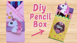 How to make a paper pencil box  DIY paper pencil box idea  Art and Crafts by Zoni [upl. by Repsag]