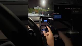 TESLA BARELY PARKS ITSELF SURROUNDED BY CARS driving tesla fyp couple smallyoutuber car [upl. by Lemmuela]