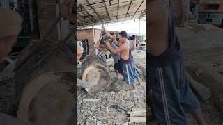 Amazing  60 year old grandfather is able to lift big logs in sawmill sawmill sawing oldage [upl. by Eulalee807]