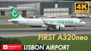 Transavia FIRST A320neo Landing at Lisbon Airport • FGNEO [upl. by Eimmak856]