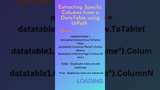 Extracting Specific Columns from a DataTable using UiPath uipath shorts linq [upl. by Nonarb]