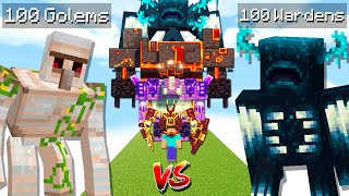 100 IRON GOLEMS vs 100 WARDENS Deathrun  GOLEMS vs WARDENS vs All OP BOSSES  Minecraft Mob Battle [upl. by Fanchan]