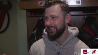 Vanecek Bastian Tatar and Coach Ruff after a 10 preseason win over Boston  NEW JERSEY DEVILS [upl. by Fanya]