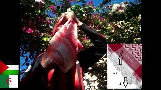 How to tie Palestinian Keffiyeh SheMagh Tutorial طريقة صنع لثام ابو عبيدة [upl. by Cartwright80]