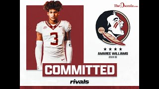 Fourstar DE Amaree Williams commits to Florida State [upl. by Cassondra]