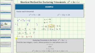 Factor a Trinomial Using the Shortcut Method  Form x2bxc [upl. by Nnairac]