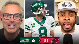 quotJets season is effectively overquot  Colin Cowherd DESTROYs Rodgers legacy after loss to Cardinals [upl. by Jacey774]