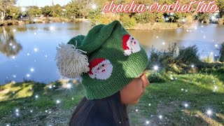 Bonnet lutin avec motif jacquard père Noël au tricot [upl. by Aihsrop]