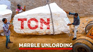 Marble Quarry Ton Block Unloading By Liftall [upl. by Ciapas]