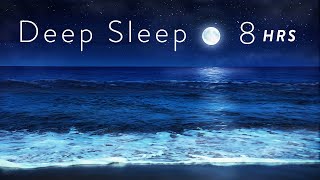 8 Hours Ocean Waves at Night for Deep Sleep  Relaxing Tropical Beach at Night for Sleeping [upl. by Elynad]