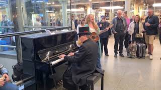 Brendan Kavanagh amp Kezia Gill  St Pancras Elton John Piano [upl. by Leivad]