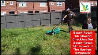 Bosch Rotak 34r Mower Checking Out Bosch Rotak 34r mower in The Garden Vinneltv [upl. by Assadah374]