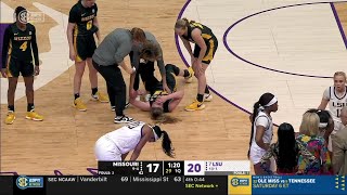 🤕 Angel Reese amp Hayley Frank COLLIDE Frank Falls To Ground With Cut Chin 7 LSU Tigers vs Missouri [upl. by Heintz]