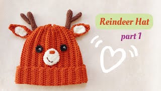 AMAZING Crochet Reindeer Hat 🦌😍  Part 1 Crochet Hat [upl. by Spense507]