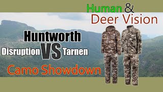 Compare Huntworth Camo Patterns Disruption VS Tarnen in 16 Background with Deer Vision [upl. by Yeldua]