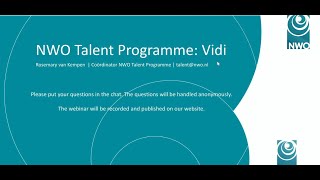 NWO Talent Programme VidiWebinar information meeting 2021 [upl. by Kalk]