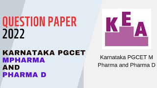 KARNATAKA PGCET MPHARMA AND PHARMAD 2022 QUESTION PAPER [upl. by Alaine]