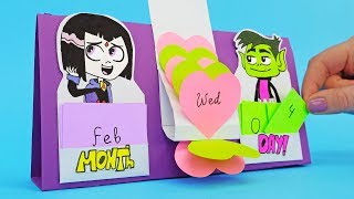 Teen Titans Go Desk Calendar Making  Raven and Beast Boy DIY For Family And Fun [upl. by Esinad383]