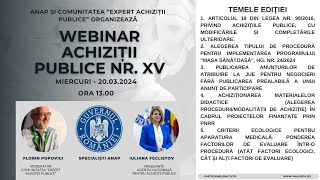 Webinar Achiziții Publice XV  20032024 [upl. by Bamby]