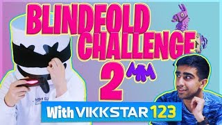 Playing Fortnite Blindfolded w VIKKSTAR123  Gaming with Marshmello [upl. by Seadon]