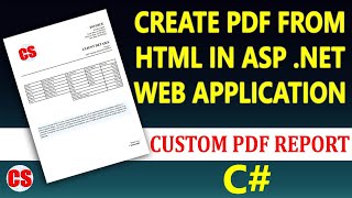 Convert HTML to PDF in C  Generate PDF in ASPNet C  How to generate PDF in ASPNet using C [upl. by Yemerej]