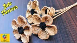 How to Make Jute Flower  DIY Rope Flower  Jute Craft Decoration Design [upl. by Tengler]