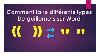 comment remplacer les guillemets français par des guillemets anglais sur Word  علامات التنصيص [upl. by Burkhart]