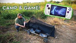 Electric Skateboard Stealth Camping amp Gaming In Humid Summer Heat [upl. by Trebbor936]