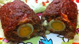 Receta Arrollado de carne glaseado glazed rolled Meatloaf [upl. by Auqinahs]