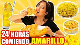 24 HORAS COMIENDO AMARILLO  RETO SandraCiresArt  All Day Eating Yellow Food Challenge [upl. by Ahsiel]