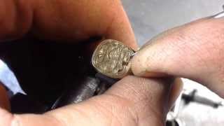 Hand engraving a small gold signet ring [upl. by Verger]