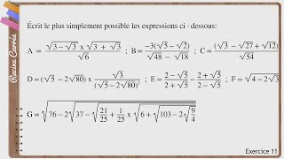 Maths  Exercice Corrigé  3ème  Racine Carrée Activités numériques  Fascicule ADEM Exercice 11 [upl. by Kalindi674]