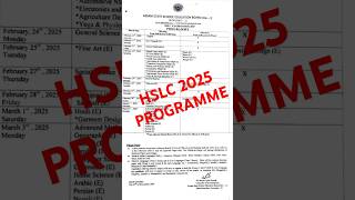 🔥 HSLC 2025 ROUTINE PUBLISHED HSLC2025routine timetable examdate seba programme asseb [upl. by Bithia]