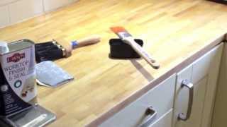 Sanding and oiling a kitchen worktop [upl. by Elleinet]