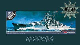 ACADEMY GERMAN BATTLESHIP TIRPITZ 1800 UNBOXING [upl. by Georgianne]