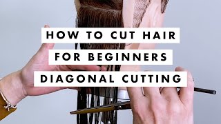 How to Cut Hair For Beginners  Diagonal Cutting [upl. by Ardnola]