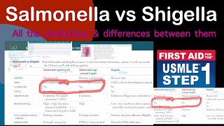 Salmonella vs Shigella in Hindi Urdu by first aid for USMLE step 1 [upl. by Yrokcaz]