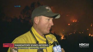 Firefighters Work To Protect Homes From Wildfire In Geyserville [upl. by Nerag467]