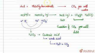 What happens when an acid reacts with a metal hydrogencarbonate Write equation of the reaction [upl. by Eniamart]