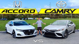 REFRESHED RIVALRY  2021 Honda Accord vs 2021 Toyota Camry Comparison [upl. by Oznol]