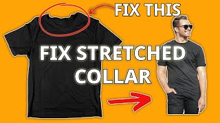 Easy hacks fix stretched tshirt neckline collar no sew 👕 [upl. by Bethena878]