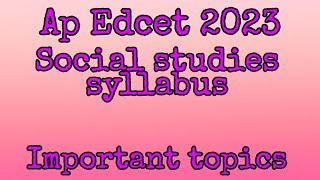 apedcet socialmethodology Competitivetutorial Ap Edcet 2023 Social studies syllabus [upl. by Alyn]