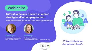 Webinaire  Tutorat aide aux devoirs et autres stratégies d’accompagnement [upl. by Nylkcaj]